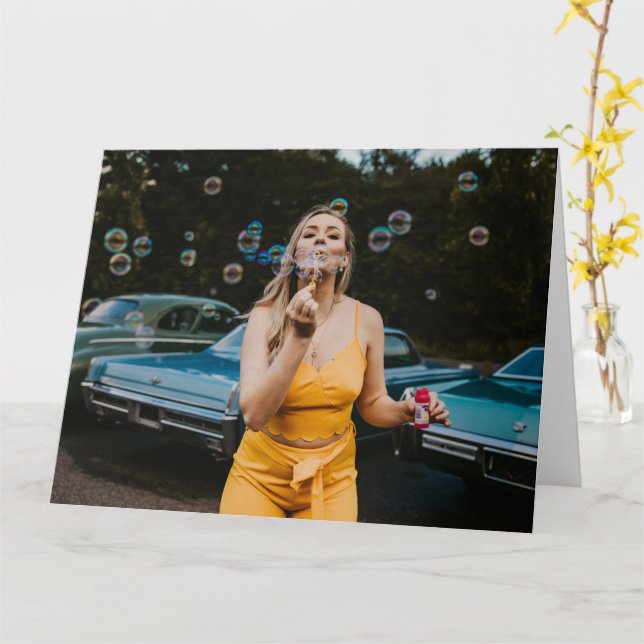 schöne Göttin Bubbles Grußkarte Karte (Gelbe Blume)