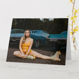 schöne Göttin in Vintager Mode-Grußkarte Karte