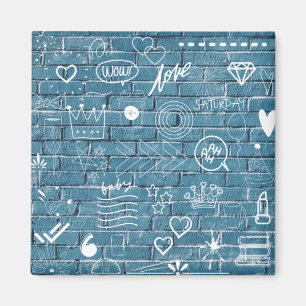 Schöne Graffiti Art on Wall Green Calligraphy Magnet