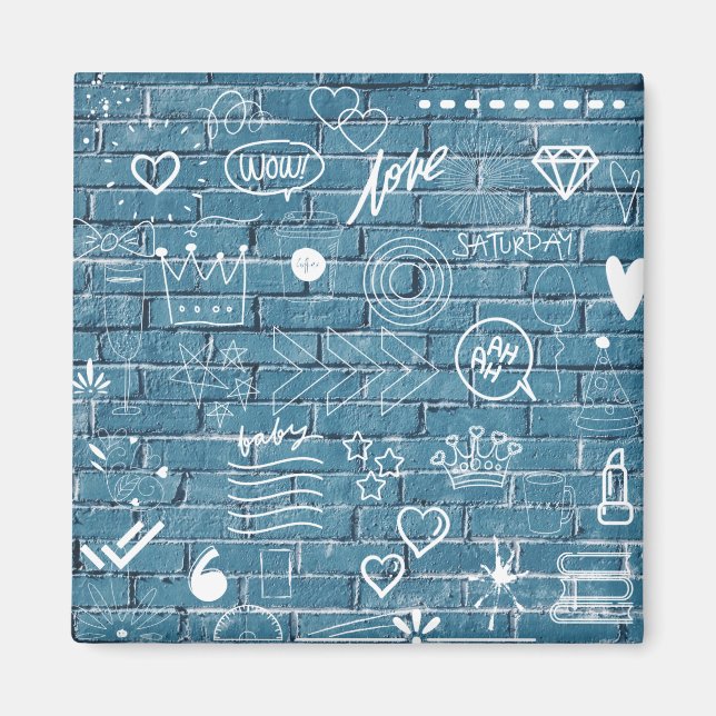 Schöne Graffiti Art on Wall Green Calligraphy Magnet (Vorne)