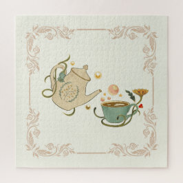 Schöne Grafische Tea Art, beige Hintergrund Puzzle