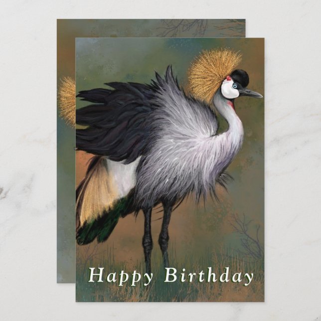 Schöne graue Krane Geburtstagskarte (Vorne/Hinten)