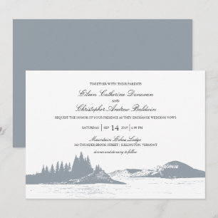 Schöne Graue Pinienwälder Hochzeit Einladung