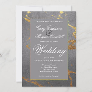 Schöne graue und goldene Marmorhochzeit Ankündigung