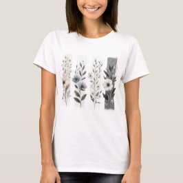 SCHÖNE GRAUE UND WEISSE PASTELL-WILDblumen T-Shirt