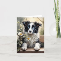 Schöne Grenz Collie Dog Blume Leere Gruß