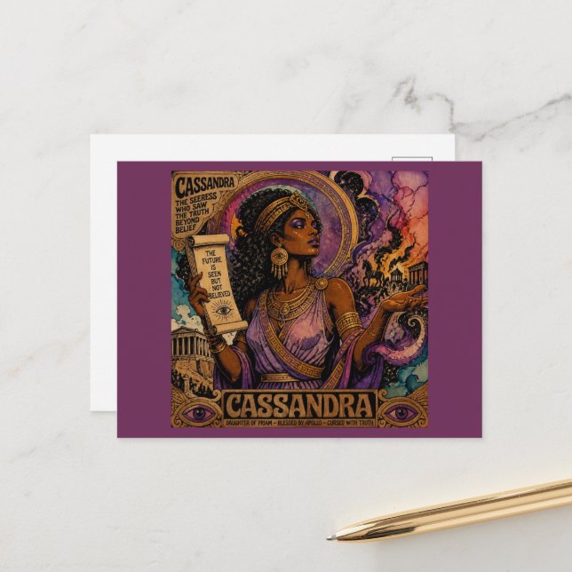 Schöne griechische Göttin Cassandra Postkarte (Vorderseite/Rückseite Beispiel)