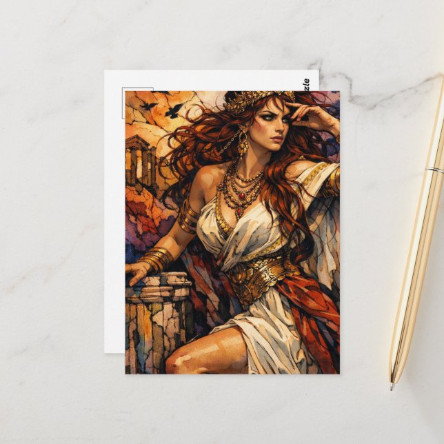 Schöne griechische Göttin Postkarte (Vorderseite/Rückseite Beispiel)