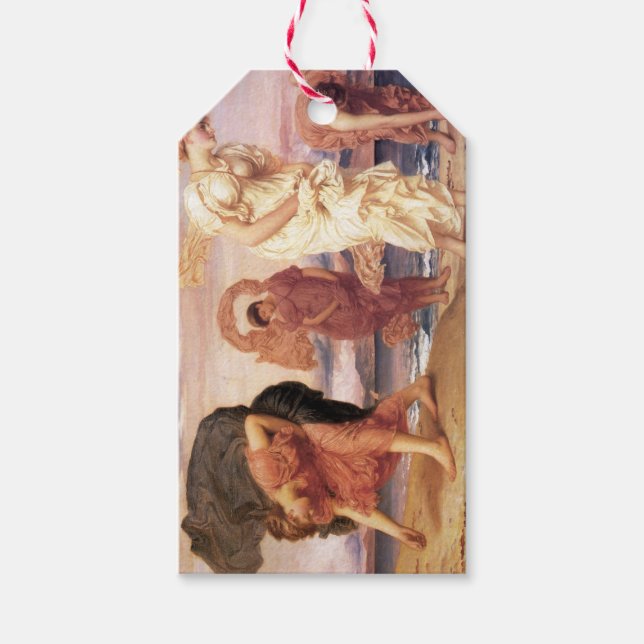 Schöne griechische Mädchen picken Kies am Strand Geschenkanhänger (Vorderseite)