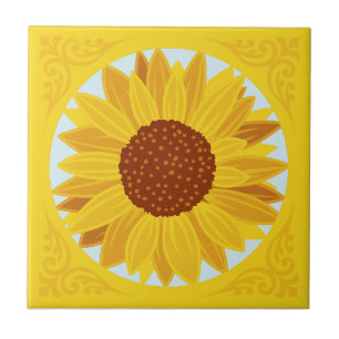 Schöne große Sonnenblume Gelbe Blume Fliese
