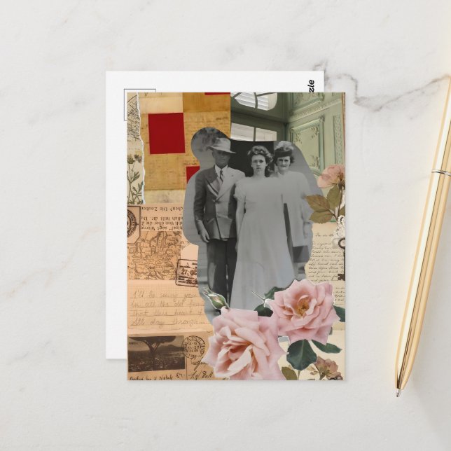 Schöne Großeltern Mixed Media Collage Postkarte (Vorderseite/Rückseite Beispiel)