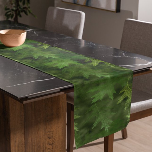 Schöne grüne Blätter Herbst Herbst Kurzer Tischläufer (Von Creator hochgeladen)