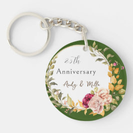 Schöne grüne Blumenreste 25. Hochzeit Schlüsselanhänger