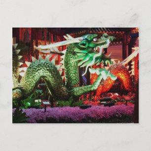 Schöne Grüne Drache Kunstskulptur Postkarte
