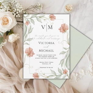 Schöne grüne Floral elegante Hochzeit Einladung