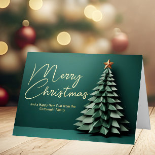 Schöne grüne frohe Weihnachtsbaum gefloppt Gold