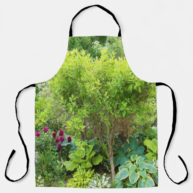 Schöne Grüne Gartenlandschaft mit Hostas Schürze (Vorderseite)