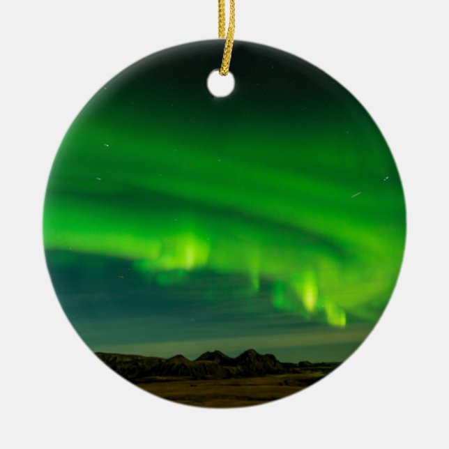 Schöne grüne Island-Nordlichter Keramikornament (Vorne)