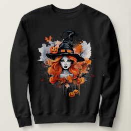 Schöne grüne Mit Augen Hexe mit Pumpkins Sweatshirt