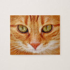 Schöne grüne mit Augen orange Tiger-Katze Puzzle