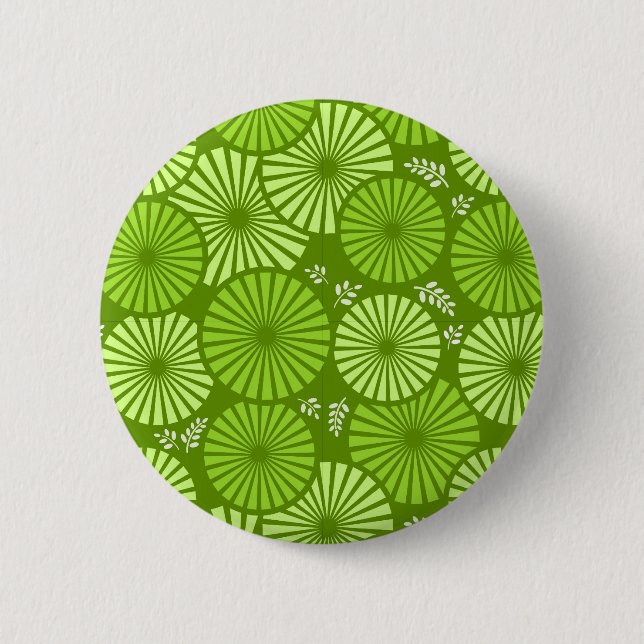 Schöne, grüne Retro-Blumentaste Button (Vorderseite)