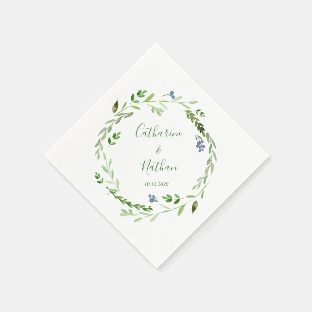 Schöne grüne rustikale Hochzeitspapier Napkin Serviette (Ecke)