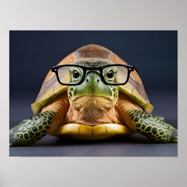 Schöne grüne Schildkröte mit Brille Poster (Vorne)