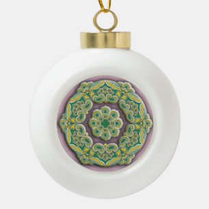 Schöne grüne und lila Chinesisch Stil Mandala Keramik Kugel-Ornament
