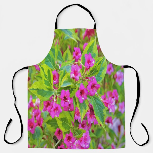 Schöne Grüne Weigela mit Crimson-Blume Schürze (Vorderseite)