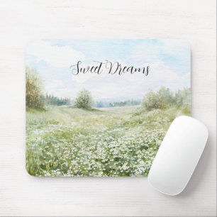Schöne Grüne Wiese Blumen Blauer Himmel Mousepad