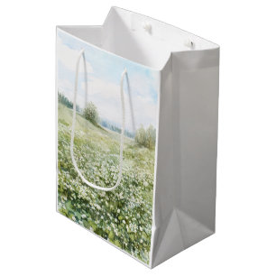 Schöne grüne Wiesenblumen blauer Himmel Mittlere Geschenktüte