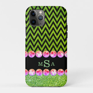 Schöne grüne Zickzack Glitzer Bling Elegante Case-Mate iPhone Hülle
