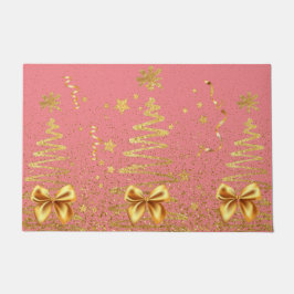 Schöne gürtelgoldene Bäume niedlich modernes Rosa Fußmatte