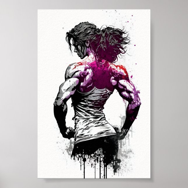 Schöne Gym Girl Flexmuskeln Poster (Vorne)