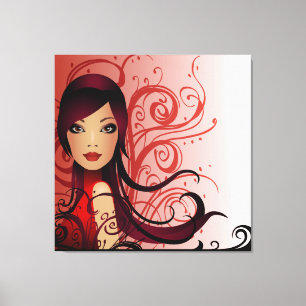 Schöne Hairstyle Girl Wrapped Canvas Leinwanddruck