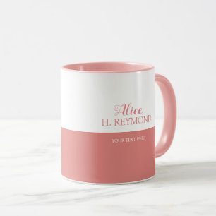 schöne halbe rosa und weiße Tasse personalisiert m