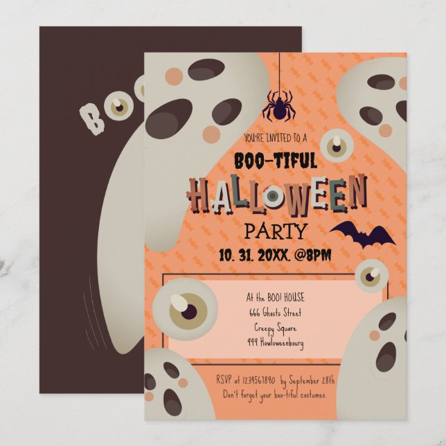 schöne Halloween-Einladung Einladung (Vorne/Hinten)