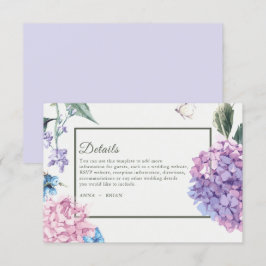 Schöne handbemalte Hydrangea-Blumenhochzeit Begleitkarte