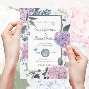 Schöne handbemalte Hydrangea-Blumenhochzeit Einladung