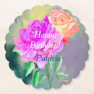 Schöne handbemalte Rose für den besondere Anlass Untersetzer