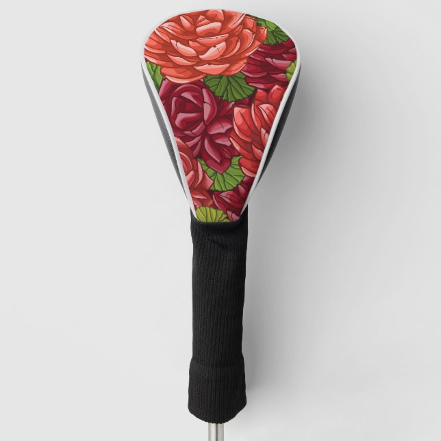Schöne Handgemälde mit Blumen Golf Headcover (Vorderseite)