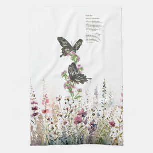 Schöne handgemalte Ceylon-Rose Schmetterlinge Geschirrtuch