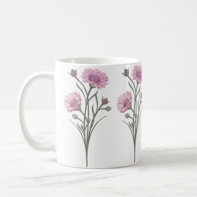 Schöne, handgemalte, rosafarbene Blume Kaffeetasse (Links)