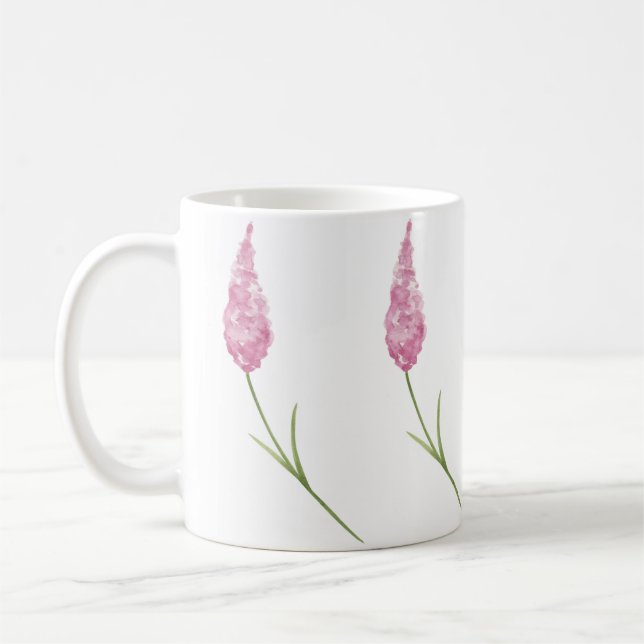 Schöne, handgemalte, rosafarbene Blume Kaffeetasse (Links)