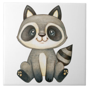 Schöne handGezeichnet Raccoon-Illustration Fliese