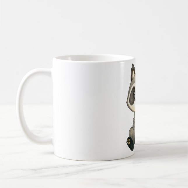 Schöne handGezeichnet Raccoon-Illustration Kaffeetasse (Links)