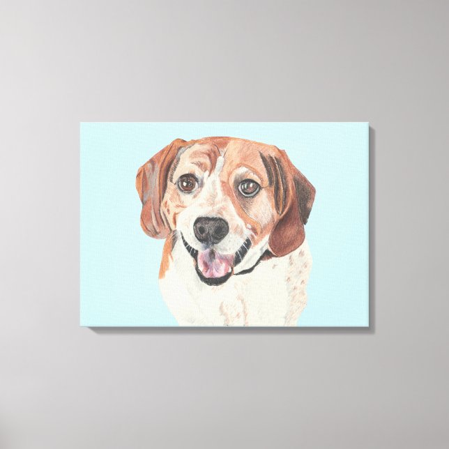 Schöne handgezeichnete Beagle Leinwand Art (Vorderseite)