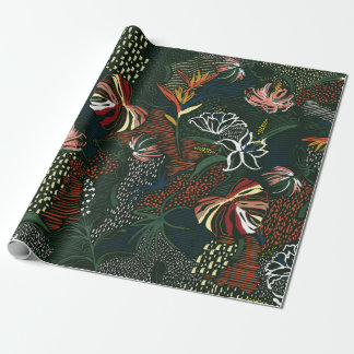 Schöne handgezeichnete Blume, tropische Palme Geschenkpapier