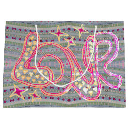 Schöne handgezeichnete Liebe mit Herz Große Geschenktüte