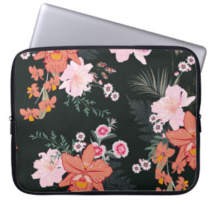 Schöne handgezeichnete tropische Wälder Blüte, Nah Laptopschutzhülle